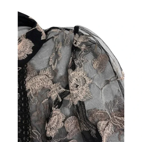 NWT Mesh Floral Dark Fairy Whimsigoth Blouse Top Goth Crochet Sexy Romantic M - Picture 9 of 16
